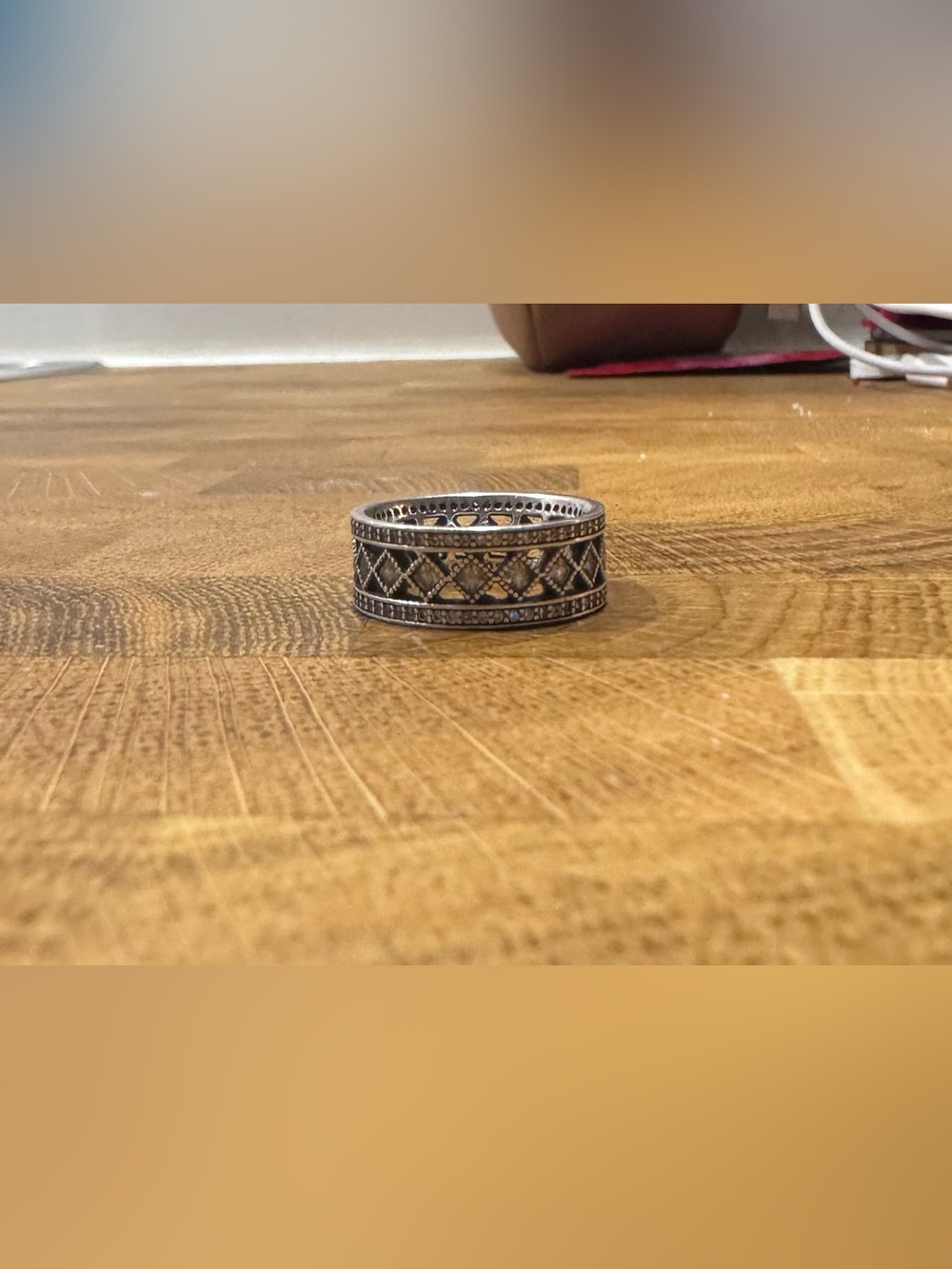 Pandora Silver Band Ring with Accents